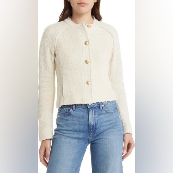 Rag & Bone Marisa tweed jacket in cream with matte gold buttons size 00 - Picture 4 of 8